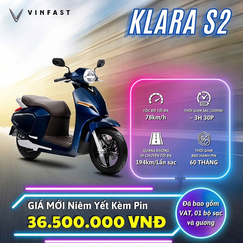 giá xe điện vinfast klara s2 tháng 6/2025